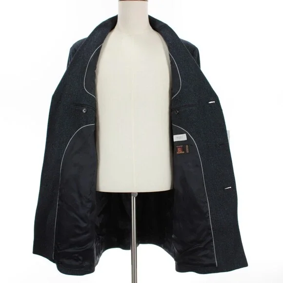 Cardinal of Canada NWT Top Coat Size 44R US Blue & Black Herringbone Wool/Cash